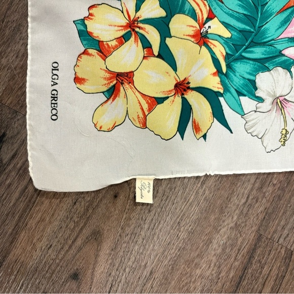 OLGA GRECO Tropical Floral Print Scarf Made In Italy! - Picture 2 of 5